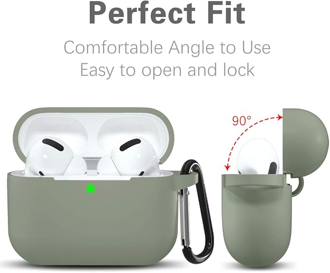 Lerobo Compatible with AirPods Pro Case Cover,Soft Silicone Protective Cases Cover Skin Designed for Apple AirPod Pro 2 Charging Case Women Men with Keychain Front LED Visible,Army Green