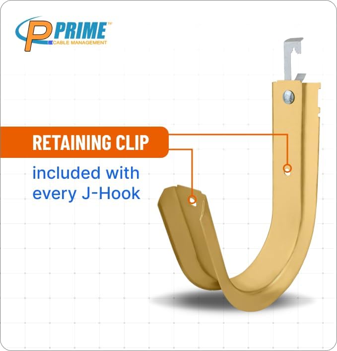 4'' Heavy Duty Metal Cable & Wire Support Batwing J-Hook Hangers with Bat Wing Clip for attaching Ceiling Wire & Threaded Rod for Cable & Wire Management