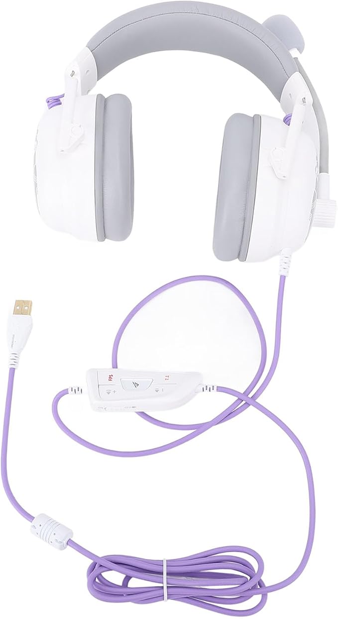 Yoidesu PC Gaming Headset, USB Wired Headset with 7.1 Surround Sound, with Noise Reduction Mic USB Gaming Headphones for Work or Travel (White)