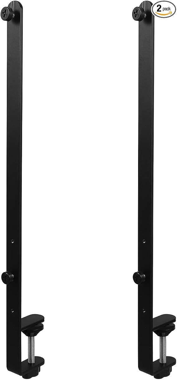 2Pcs Desk Clamp, Metal Pegboard Fixing Mount Extended Version, Black Desk Mount Bracket for Office Game Home Desktop Accessories Bracket