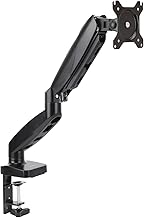 Amazon Basics Gas Spring Single Monitor Arm Desk Mount, Adjustable Tension, Fits 15–27 Inch Monitors, Supports 4.4–15.4 lbs, VESA 75x75/100x100, Black - Image 1