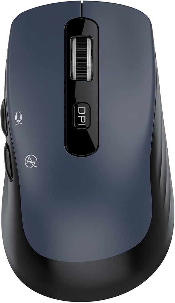 JOMAA Wireless Mouse with AI Voice Function, 2.4G and BT 5.0 Dual Mode, 7-Button, Rechargeable, 4 Adjustable DPI (1200-6400), Type-C Charging, 500mAh Battery, for Laptop, PC, Mac