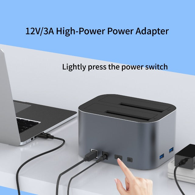 GODO 2.5/3.5" SATA Dual-Bay HDD Dock, USB 3.0 Hub, Clone, 20TBx2 Aluminum