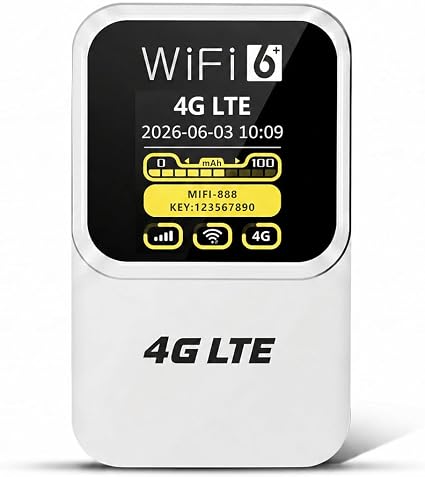 Unlocked 4G LTE Mobile WiFi Hotspot, Portable Travel Router with SIM Card Slot, Qualcomm Chipset, Up to 300Mbps WiFi, 3000mAh Battery, Connects 15 Devices, WPA3 Security