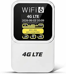 Unlocked 4G LTE Mobile WiFi Hotspot, Portable Travel Router with SIM Card Slot, Qualcomm Chipset, Up to 300Mbps WiFi, 3000mAh Battery, Connects 15 Devices, WPA3 Security