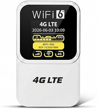 Unlocked 4G LTE Mobile WiFi Hotspot, Portable Travel Router with SIM Card Slot, Qualcomm Chipset, Up to 300Mbps WiFi, 3000mAh Battery, Connects 15 Devices, WPA3 Security