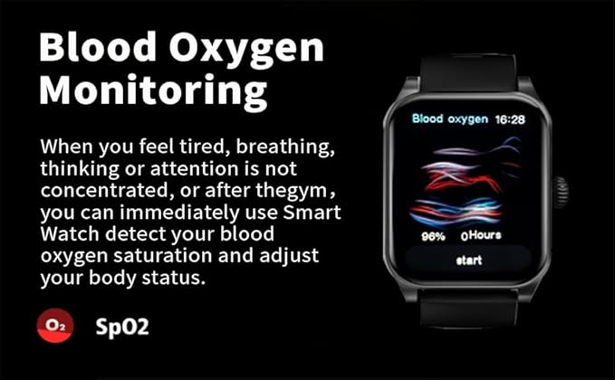 Smart Watch (Answer/Make Calls), 2.01“Inch Fitness Tracker, Heart Rate/Sleep Monitor/Pedometer/Calories, Multiple Sports Modes, Waterproof Women's Men's Fitness Watch for Android iPhone (black)