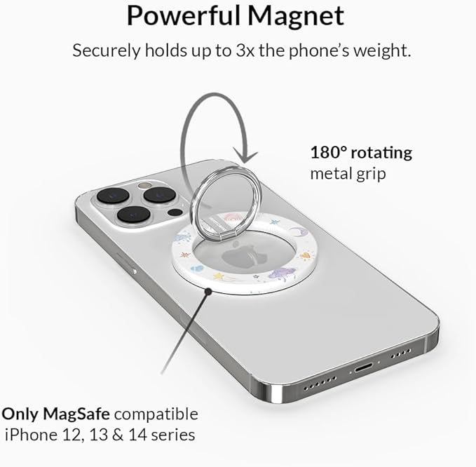 VELVET CAVIAR Compatible with MagSafe Phone Grip - Magnetic Ring Holder with Adjustable Stand - Removable MagSafe Accessories for iPhone 16, 15, 14, 13, 12 (Sweet Dreams)