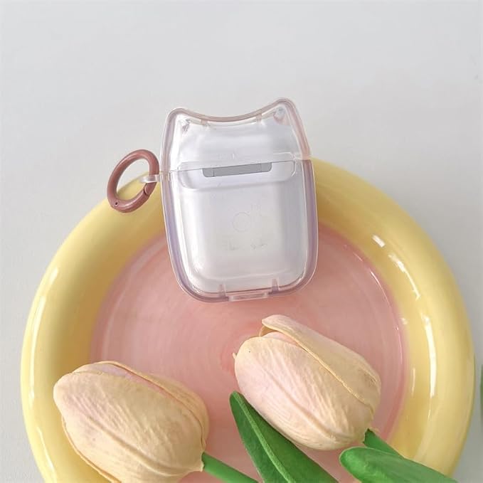 Transparent Clear Earphone Case for AirPods Pro, Cute Lovely Cat Face Soft TPU Silicone Case, Kitty Ear AirPods Pro 2 Cover Protective Skin Shockproof Protector for iPod Earbuds -Capybara