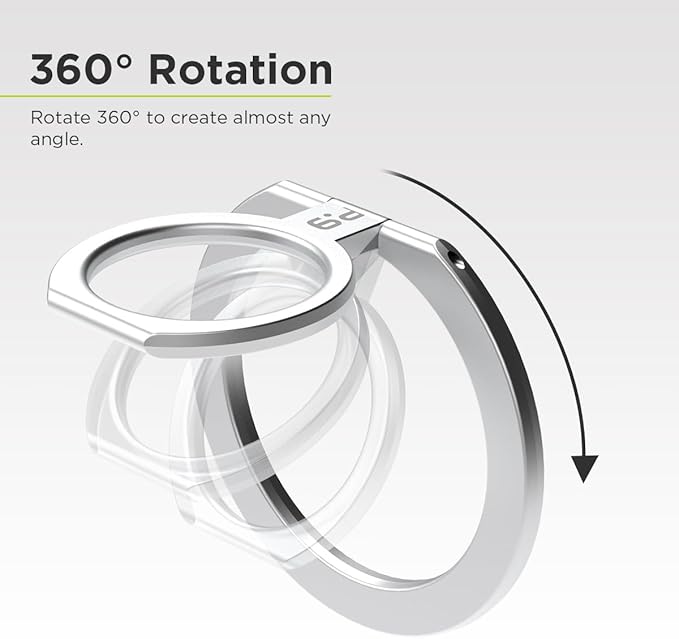PureGear Magnetic Phone Grip Ring Stand, Magnetic Phone Ring Holder for MagSafe iPhone Air, 17, 17Pro, 17ProMax, 16, 16Pro, 16Plus, 16ProMax, 15, 15Plus,14,13,12, Adjustable Kickstand (Brushed Silver)