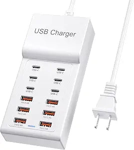 Multi USB C Charger, USB Charging Block Station, 50W 12 Port Multiple USB C Power Strip USB Hub Compatible with iPhone 17 Pro Max/16/15/14/13/12/11, iPad, Tablets, Samsung Galaxy S25/S24, Pixel
