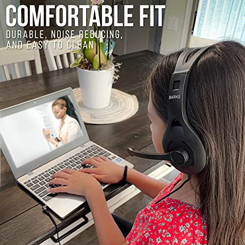 Barks Classroom Headphones with Microphone Bulk 10 Pack (Black, 3.5mm)