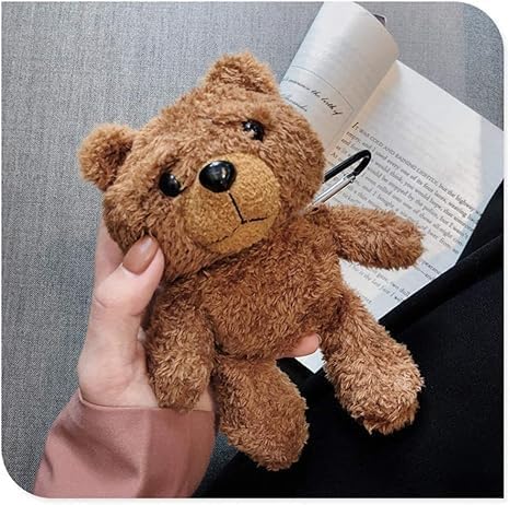 SGVAHY Furry Case for AirPods Pro 3 Funny Cute 3D Cartoon Plush Design Brown Bear Soft Warm Fluffy AirPod Pro 3rd Generation Cover with Keychain Kawaii Anti-Fall Protective Case Women Girls