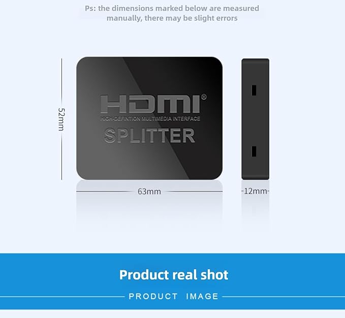 HDMI Splitter 1 in 2 Out [with USB Cable] 4K 1x2 HDMI Splitter Repeat/Mirror Screen Only (Not Extend), 1 Source Extend to 2 Display Devices