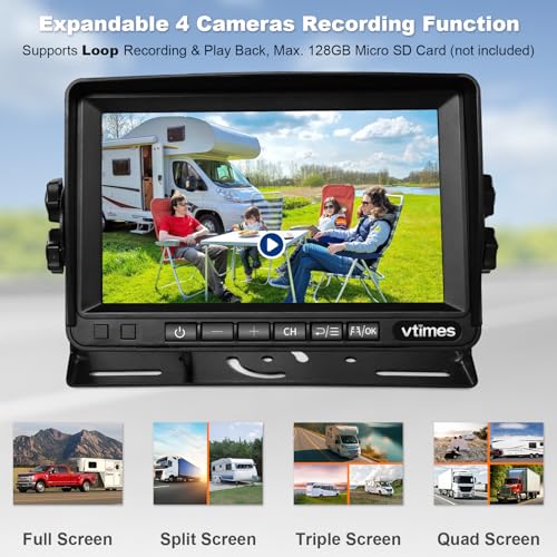 VTimes Wireless Backup Camera for Trucks, RV Backup Camera with HD Monitor