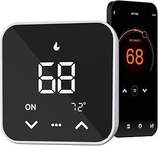 Smart Thermostats for Home, WiFi Thermostats Compatible with Alexa and Google Assistant,7day x 8period Programmable Control Tuya/Smart Life, Energy Saving, C-Wire Require (Black)