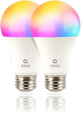 Ailofy LED Light Bulbs, Smart Light Bulbs that Compatible with Alexa & Google Assistant, Color Changing Light Bulb, WiFi Light Bulbs, A19 E26, 9W 800LM, 1800K-6500K Tunable White, 2 Pack