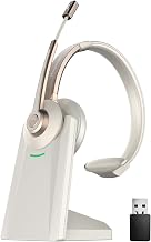 Bluetooth Headset, Wireless Headphones with Microphone Noise Canceling & USB Dongle, V5.0 Trucker Bluetooth Headset with Mic Mute & Charge Dock for PC/Laptop/Phone/Meeting/CallCenter/Office Gold - Image 1