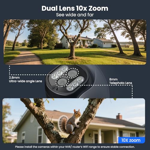 xmartO 10X Zoom Dual Lens PTZ Home Security Camera