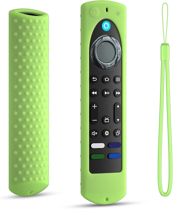 6.4 Inch Silicone Cover Compatible with Fire TV Stick 4K Max 2nd gen 2023 Remote Control,Silicone Case for Toshiba/Insignia Smart TV Remote,Anti-Slip Sleeve Cover with Lanyard (Luminousgreen)