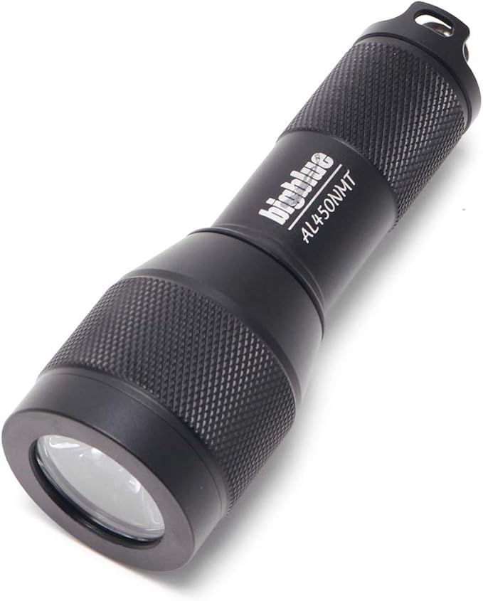 Bigblue AL450N 450 Lumens 8° Beam Angle Mini Dive Light w/Tail Switch & Batteries, Black
