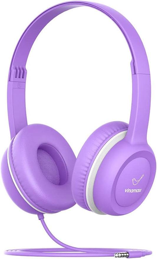 Kids Headphones, Wired Headphones for Kid with Safe Volume Limiter, Kid Headphone with Cord 3.5mm Jack, On-Ear Girls Boys Toddler Headphone for School