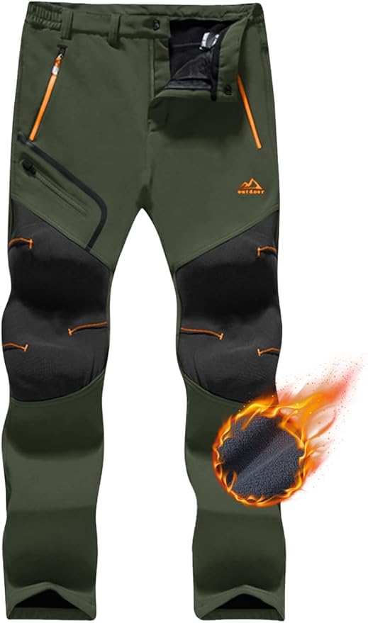 TACVASEN Men's Snow Ski Pants Fleece Lined Winter Pants for Men Water Resistant Thermal Snowboard Hiking Hunting Work