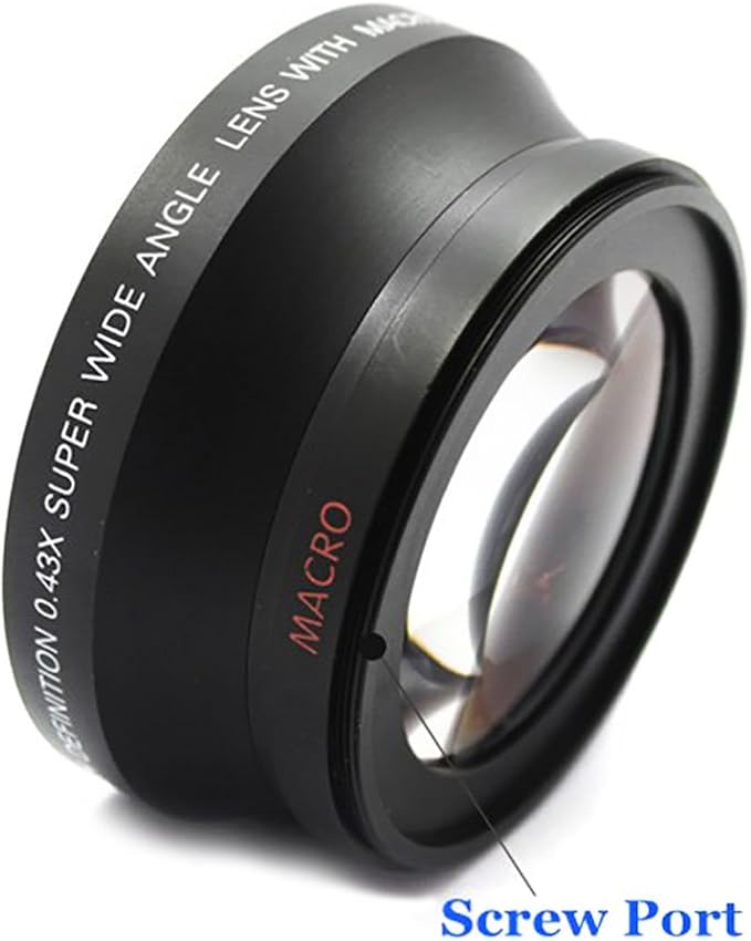 49mm 0.43x Wide Angle Lens with Macro for Panasonic HC-WXF991K, HC-VX981K, HC-X900/M, HC-X920K Camcorder