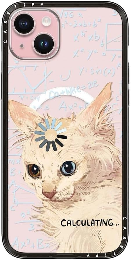 CASETiFY Compact iPhone 15 Plus Case [Slim and Sleek/Compatible with Magsafe / 4 ft. 2X Military Grade Drop Protection] - Calculating... - Clear Black