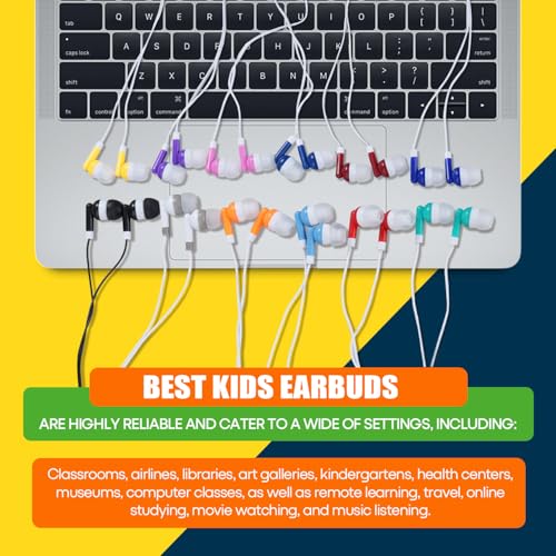 Wholesale Bulk Earbuds Headphones 200 Pack Class Set for School Classroom Students Kids Children Toddler Boys Girls Teen Adults(Mixed Colors,200 Pack)