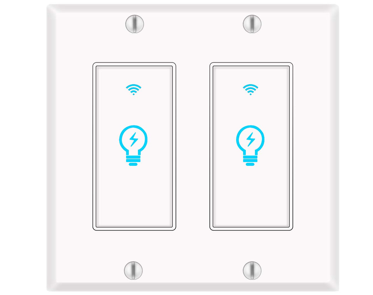 Smart Light Switch, Alexa Smart Double Switch, Smart Light Switch 2 Gang with Timing Schedule and Remote Control, Neutral Wire Needed, Compatible with Alexa and Google Home, Single Pole (2Pack)