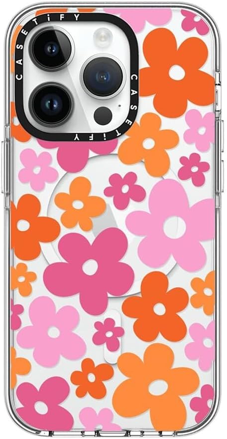 CASETiFY Clear iPhone 14 Pro Case [Not Yellowing / 6.6 ft. 3X Military Grade Drop Protection/Compatible with Magsafe] - Abstract Florals - Clear