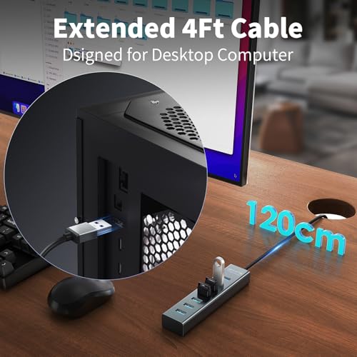 4Ft 7-Port USB 3.0 Hub for Desktop - Aluminium USB E | Computer Access - Image 4