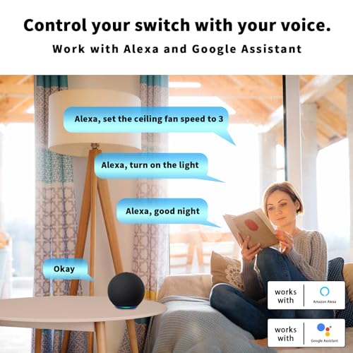 Universal Smart WiFi Ceiling Fan Remote Control Kit, Compatible with Alexa, Google Assistant and Smart Life App, No Hub Required DIMMER