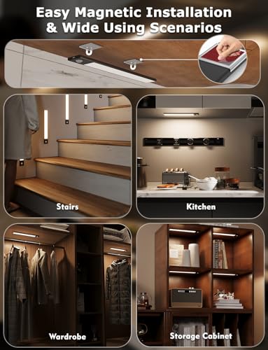 12" Under Cabinet Lighting Wireless, Remote, Motion Sensor, 8Pack, Black - Image 7