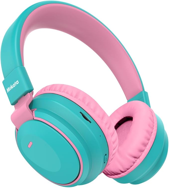 Kids Headphones Bluetooth 5.3 Wireless Lightweight Fast Charging 68 Hours Play Time Volume Limited 85/94dB Over Ear Foldable with Built-in Mic for Toddler Boy Girl Tablet Pad Cyan
