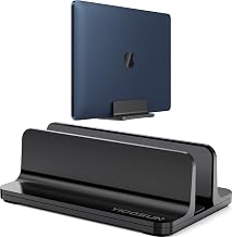 YICOSUN Aluminum Vertical Laptop Stand for Desk - Adjustable Width Dock for MacBook, Surface, Samsung, HP, Dell up to 17.3 inches - Space-Saving & Protective Design - Black - Image 1