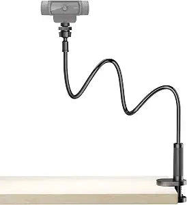 Flexible Webcam Stand Mount for Desk, Gooseneck Webcam Tripod with Clamp, Desktop Phone Holder & Table Top Tripod Compatible with Action Camera Gopro C922 C930e C920S C920 C615 C960 C920x Brio