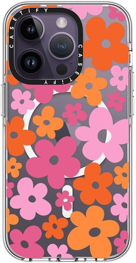 CASETiFY Clear iPhone 14 Pro Case [Not Yellowing / 6.6 ft. 3X Military Grade Drop Protection/Compatible with Magsafe] - Abstract Florals - Clear