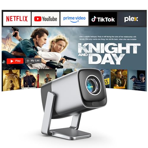 TOF Real-time Focus Mini Projector with WiFi and Bluetooth, XuanPad Smart Projector Compatible with Netflix, Dolby Audio& Keystone 1080P Projector with 210° Rotatable Stand