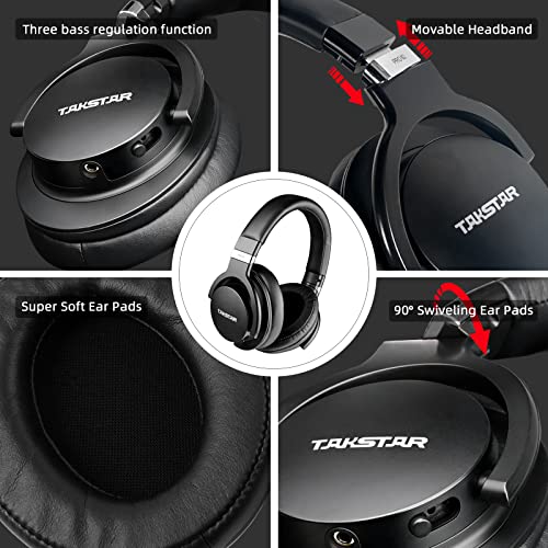 TAKSTAR PRO 82 Over-Ear Studio Monitor Headphones, 3-Stage Bass Adjustment