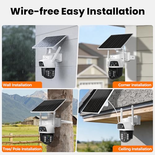 Solar Dual-Lens 6‑Pack Wireless Outdoor Security Camera System