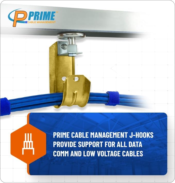 Heavy Duty Metal Cable & Wire Support J-Hook Hangers with High Strength Magnet - 10 Pack