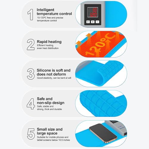 LS3 Mini LCD Screen Remover Heating Stage Separator Pad 10.5 - inch CPB Heating Compatible with iPad iPhone Smartphone LCD Screen Separator Machine Repair Tools Heat Plate