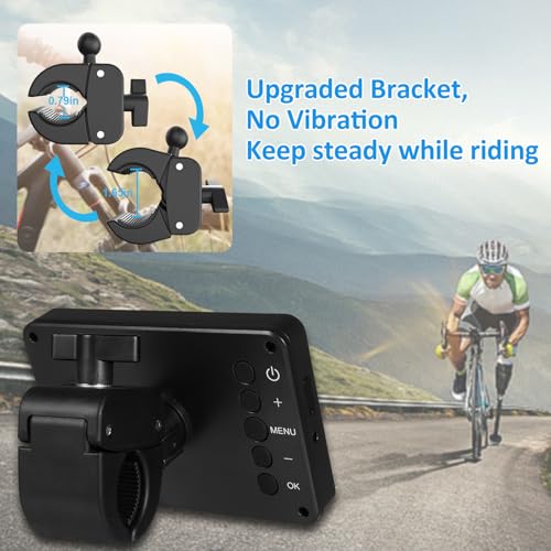 Handlebar Bike Camera Mirror, with 4.3'' Monitor 1080P 110° Wide Angle 360° Adjustable Bracket Rechargeable Rear View Camera, Bicycle Rear View Camera