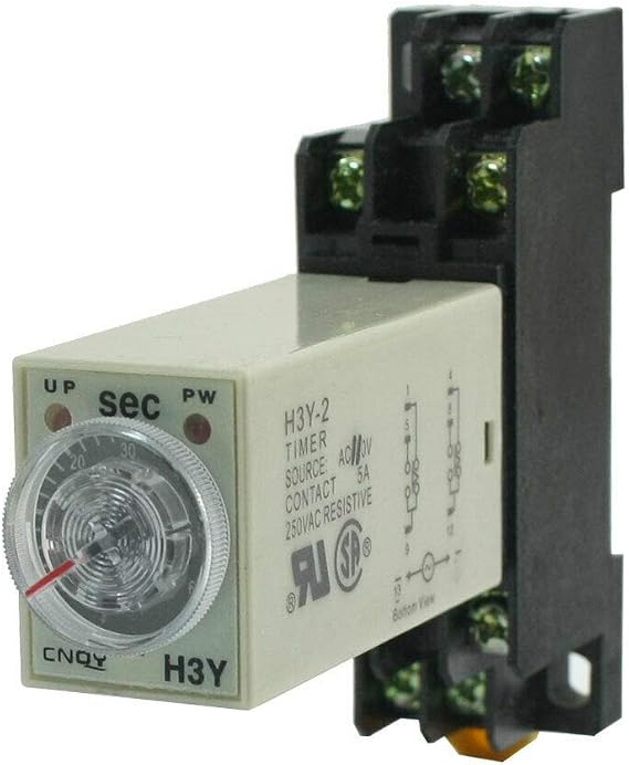 AC 110V Delay Timer Time Relay DPDT 0-60S Second & Base Socket H3Y-2 (AC 110 V)
