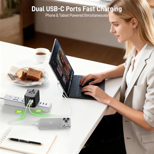 Epicka Pulse Duo 65W Universal Travel Adapter PD/QC 3.0, 2AC/2USB-C/2USB-A