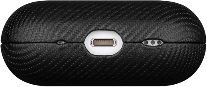 LOPIE Handmade AirPods Pro Case, Carbon Fiber Texture Vegan Leather Case with Keychain & Cleaner Kit, Protective Hard Shell Cover - Black