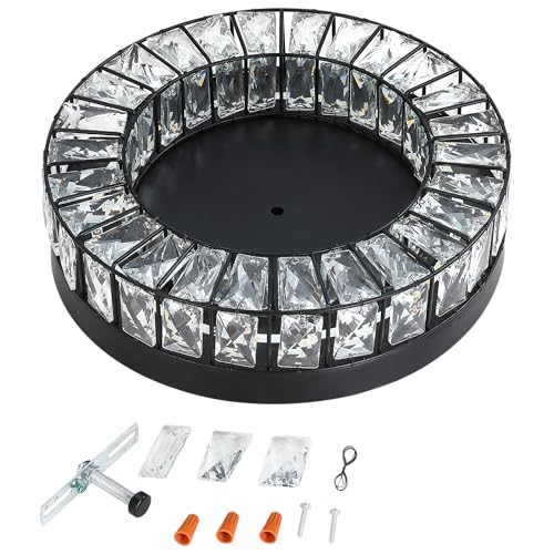 MEXO Crystal LED Flush Mount Ceiling Light Fixtures Modern Black LED Chandelier Lighting for Kitchen Closet Hallway Bedroom Foyer Laundry Room