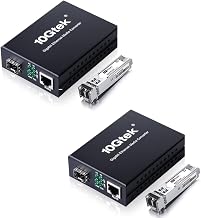 A Pair of Gigabit Multi-Mode LC Fiber Media Converter, with 2 Pcs SFP SX Modules, Fiber to Ethernet Converter, 1000Base-SX to 10/100/1000M RJ45, MMF, 850nm, up to 550m - Image 1